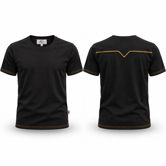 Black and gold tREv Ultimate Tee premium cotton T-shirt