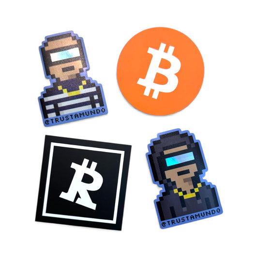 TRUSTAMUNDO Collector Set (4-Sticker Crypto Edition) — Bitcoin, Runecoin & Nakamigo Characters